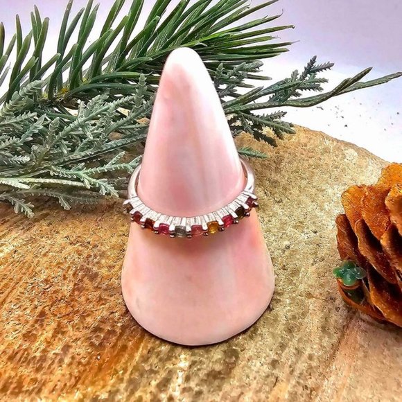 Beautiful Nature Tourmaline Gemstones Mixed Colors Adjustable Ring - Picture 10 of 10